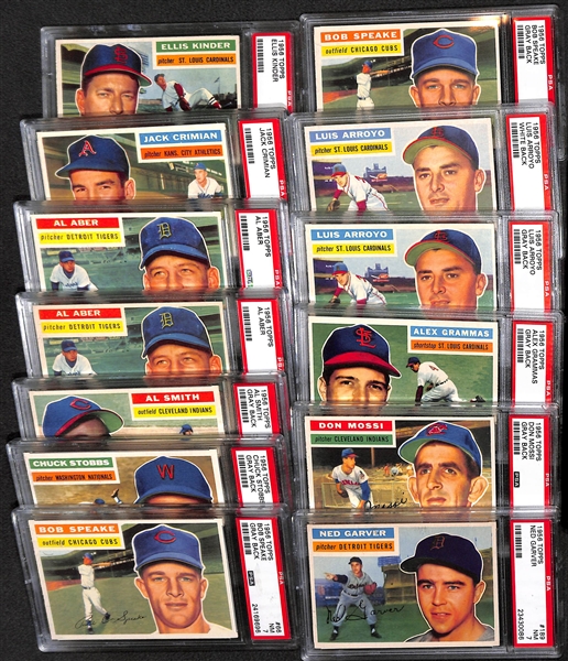 Lot of (13) 1956 Topps Baseball Cards PSA 7 - High-Grade - w. Ned Garver!