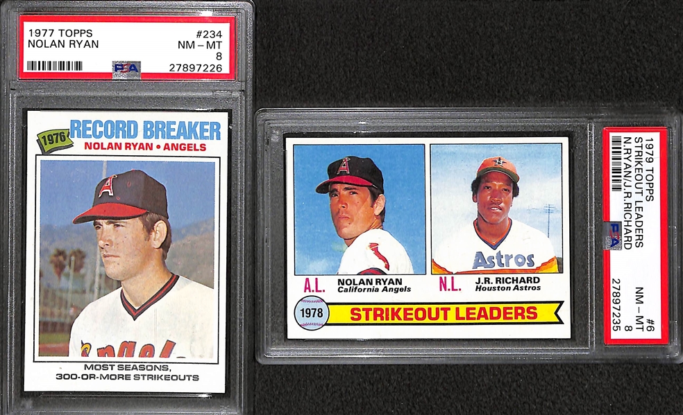 Lot of (24) Assorted High-End Topps Nolan Ryan Cards from 1973-1979 - Many PSA Graded 7 & Up