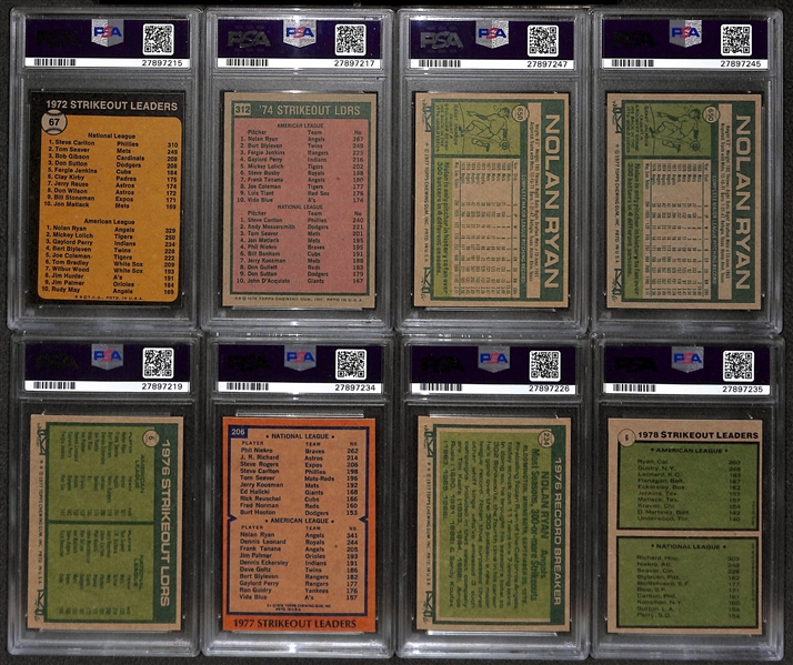 Lot of (24) Assorted High-End Topps Nolan Ryan Cards from 1973-1979 - Many PSA Graded 7 & Up