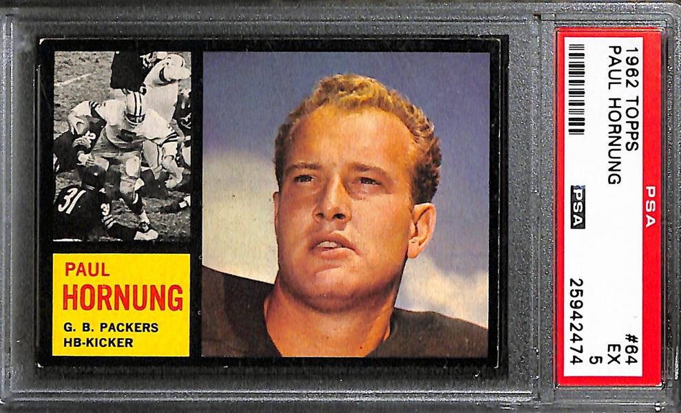 Lot of (6) 1962 Topps Football Star Cards -  PSA Graded Lot - w. Paul Hornung PSA 5