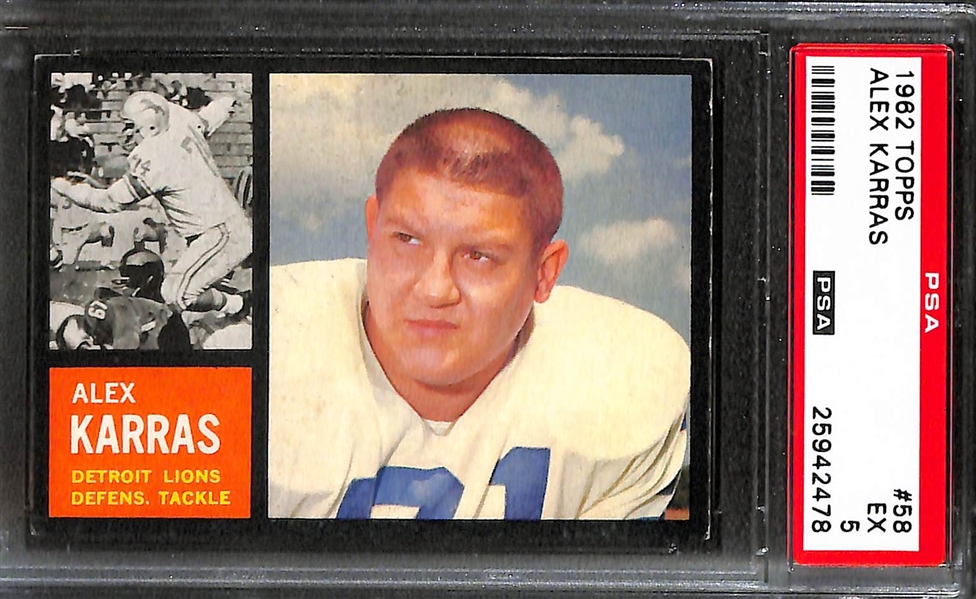 Lot of (6) 1962 Topps Football Star Cards -  PSA Graded Lot - w. Paul Hornung PSA 5