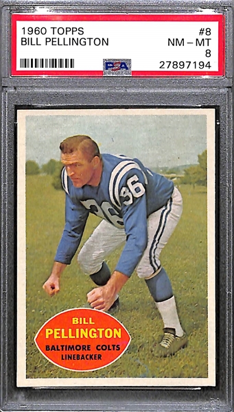 Lot of (9) 1960 Topps Football Cards - All PSA 8 - w. Alex Webster