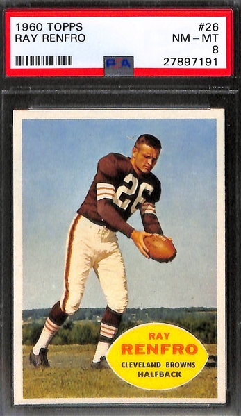 Lot of (9) 1960 Topps Football Cards - All PSA 8 - w. Alex Webster