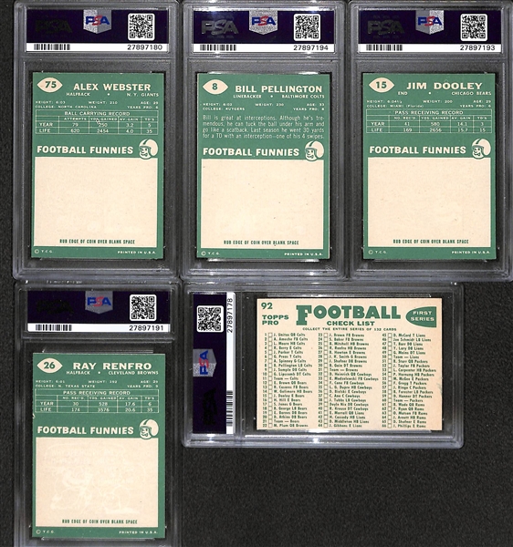 Lot of (9) 1960 Topps Football Cards - All PSA 8 - w. Alex Webster