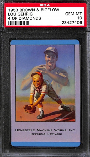 (18) 1953 Brown & Bigelow Lou Gehrig Playing Cards - All PSA 10 Gem Mint