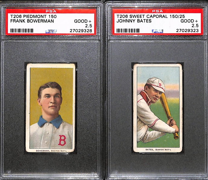 Lot of (2) T206 PSA 2.5 Graded Cards (Frank Bowerman and Johnny Bates)