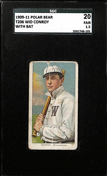 Lot of (3) Graded T206 Cards (Conway w/ Bat SGC 20; Abbott PSA 2; McGinity BVG 1)
