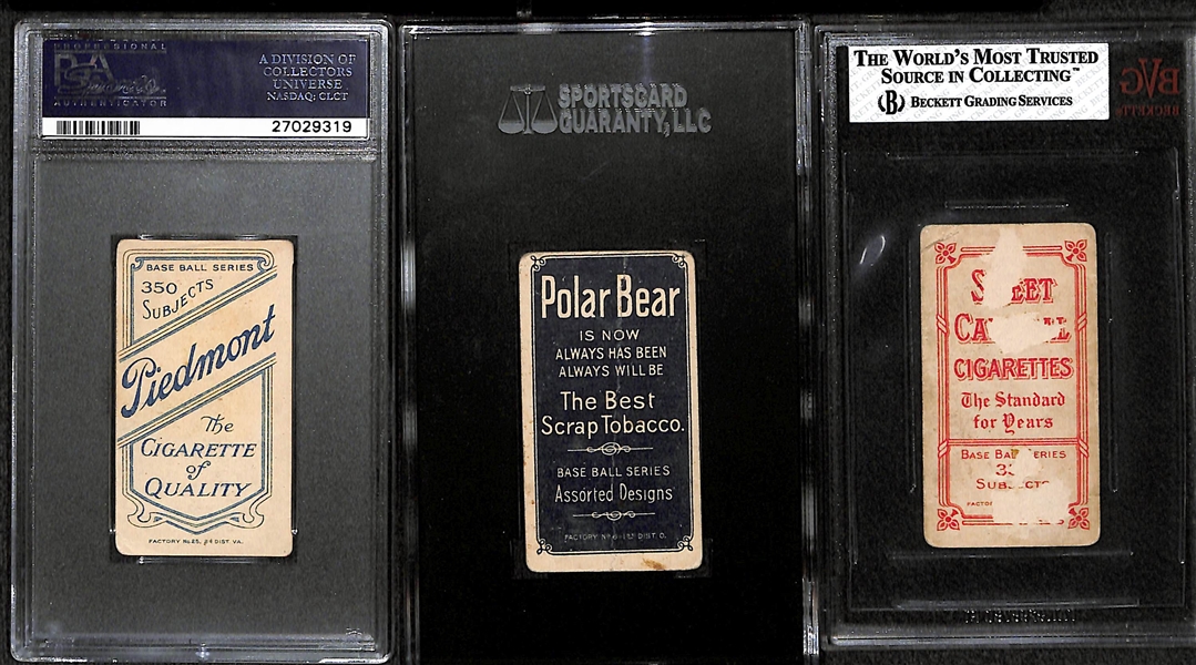 Lot of (3) Graded T206 Cards (Conway w/ Bat SGC 20; Abbott PSA 2; McGinity BVG 1)