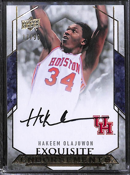 Lot of (4) Upper Deck Exquisite & UD Black Basketball Autographed Cards (Olajuwon, Drexler, Grant Hill, Cheryl Miller)