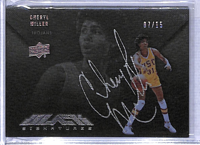 Lot of (4) Upper Deck Exquisite & UD Black Basketball Autographed Cards (Olajuwon, Drexler, Grant Hill, Cheryl Miller)