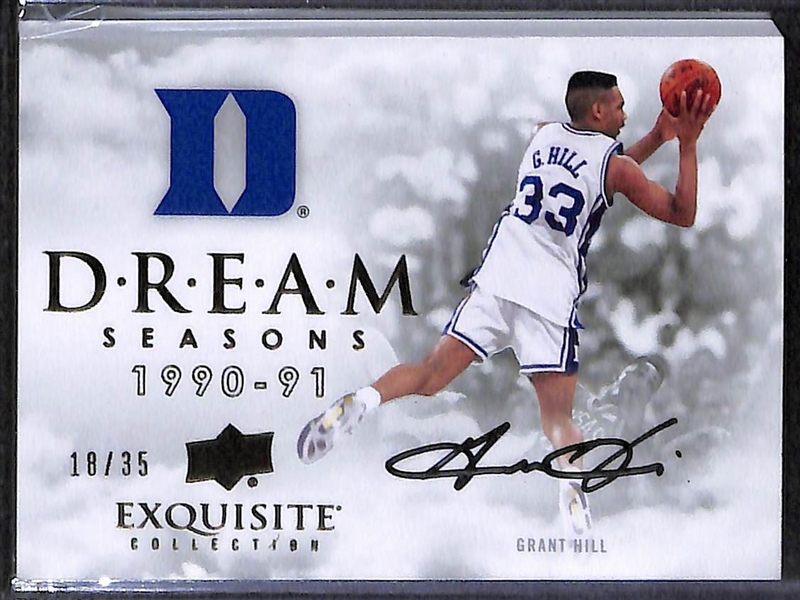 Lot of (4) Upper Deck Exquisite & UD Black Basketball Autographed Cards (Olajuwon, Drexler, Grant Hill, Cheryl Miller)