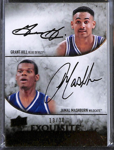 Lot of (3) Upper Deck Exquisite & UD Black Dual Autograph Cards (Includes Autos of A. Mourning, T. Hardaway, G. Hill, J. Mashburn, + more) 