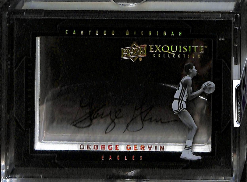 Lot of (4) UD Exquisite Basketball Autograph Card (A. Mourning, A. Hardaway, A. Dantley, and G. Gervin)