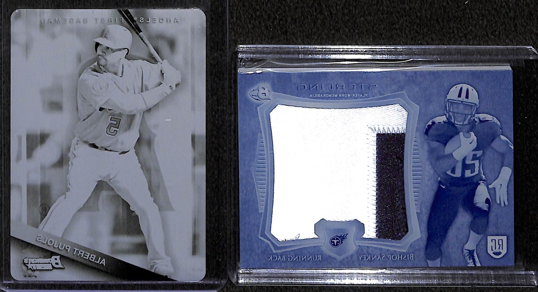 Lot of (10) Sports Card #ed 1/1 Printing Plate Cards w/ Albert Pujols and (2) Drew Bledsoe