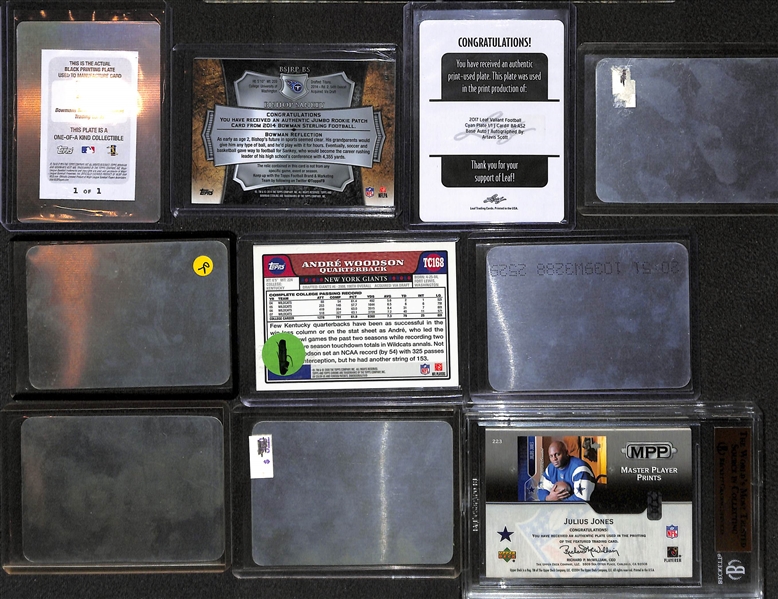 Lot of (10) Sports Card #ed 1/1 Printing Plate Cards w/ Albert Pujols and (2) Drew Bledsoe