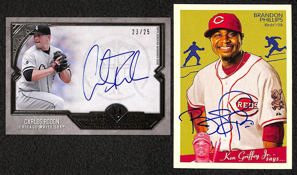 Lot of Over 50 Certified Baseball Autographed Cards (w/ W. Spahn, P. Rose, C. Rodon)