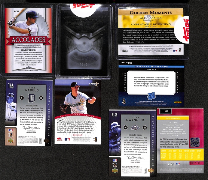 Lot of Over 55 Certified Baseball Autographed Cards (w/ Cal Ripken Jr., Sonny Gray, ...)