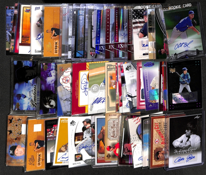 Lot of Over 50 Certified Baseball Autographed Cards (w/ Bobby Doerr, Pete Rose, K. Youkilis)