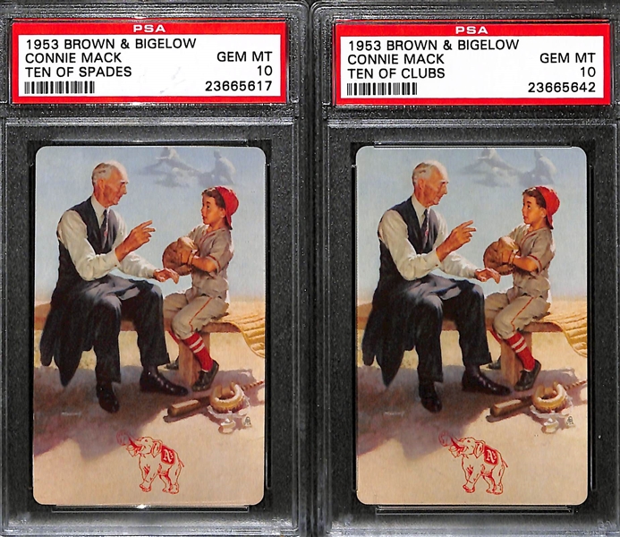 (6) 1953 Brown & Bigelow Connie Mack Playing Cards - Issued by Philadelphia A's Organization - All PSA 10 Gem Mint
