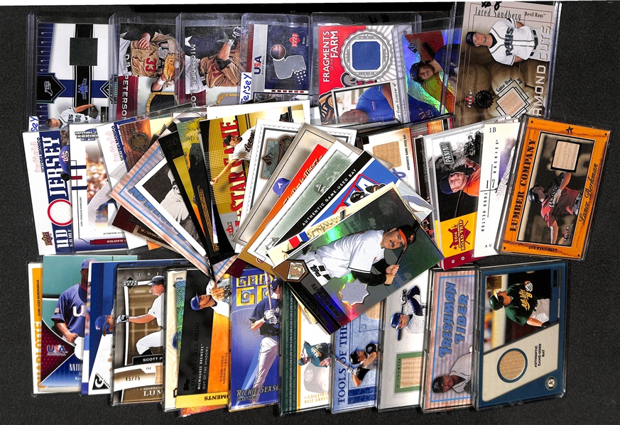 Lot of Over 50 Certified Baseball Relic Cards w/ HOFers