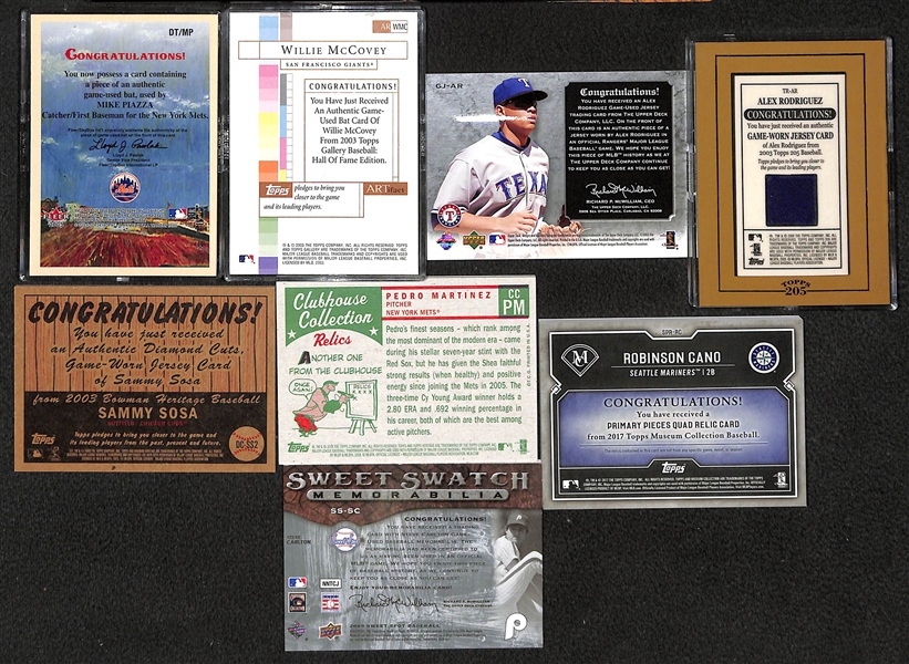 Lot of Over 50 Certified Baseball Relic Cards w/ HOFers