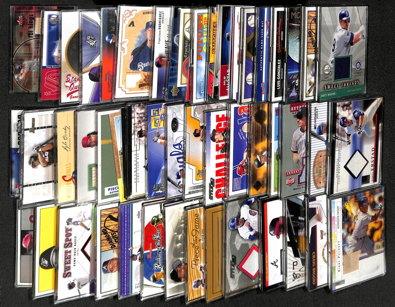 Lot of Over 50 Certified Baseball Relic Cards w/ HOFers