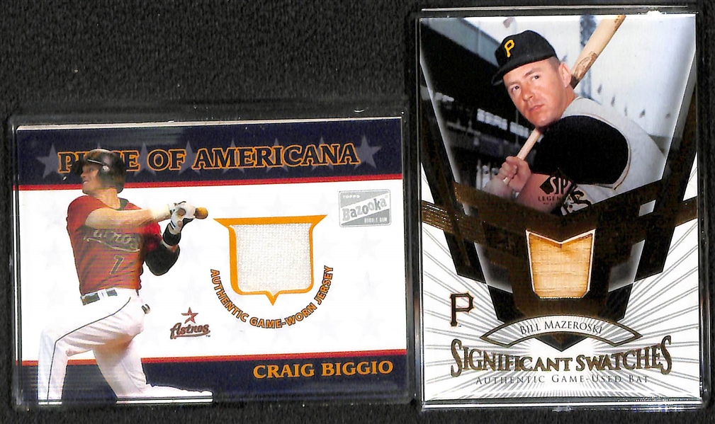 Lot of Over 50 Certified Baseball Relic Cards w/ HOFers