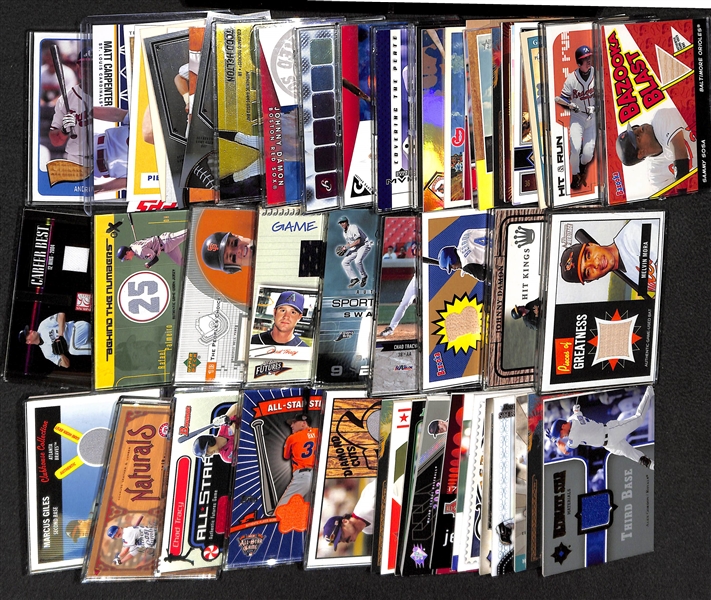 Lot of Over 50 Certified Baseball Relic Cards w/ HOFers