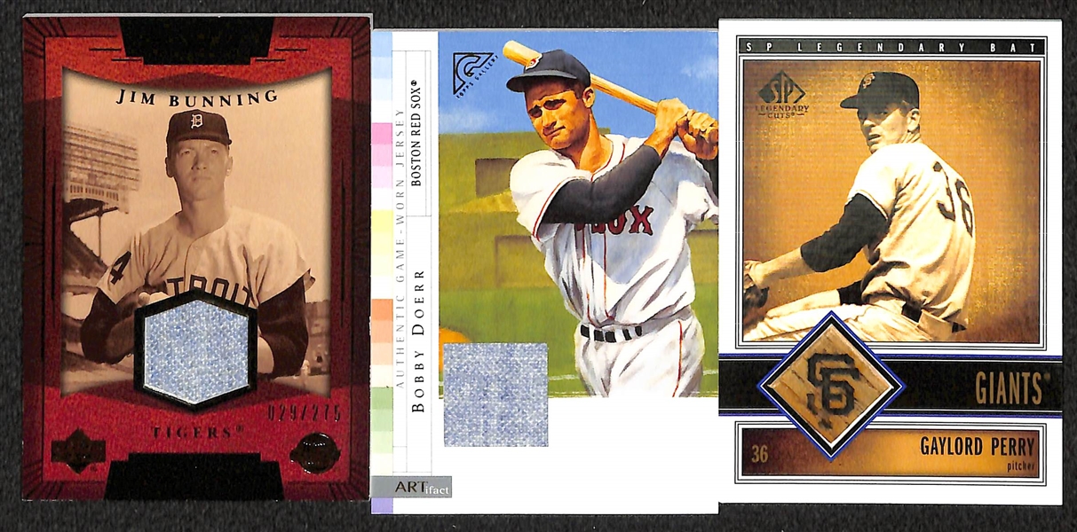 Lot of Over 50 Certified Baseball Relic Cards w/ HOFers