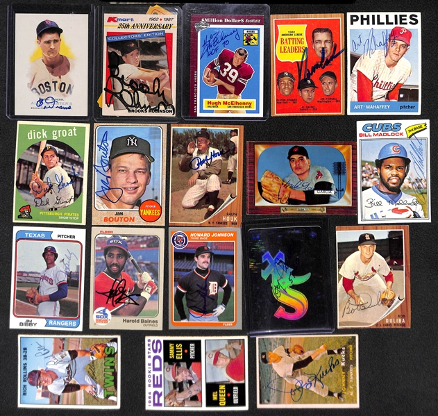 Lot of 50 Signed Sports Cards w/ B. Doerr, Brooks Robinson, Hugh McElhenny, +