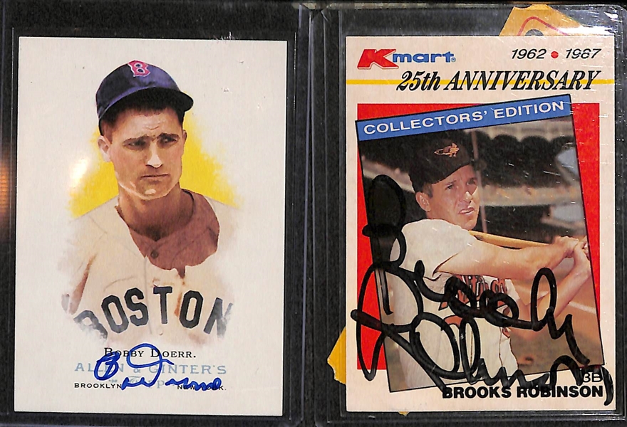 Lot of 50 Signed Sports Cards w/ B. Doerr, Brooks Robinson, Hugh McElhenny, +