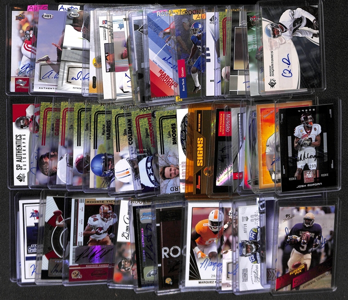 Lot of Over 45 Certified Football Autograph Cards w/ Steve McNair & Ricky Jackson