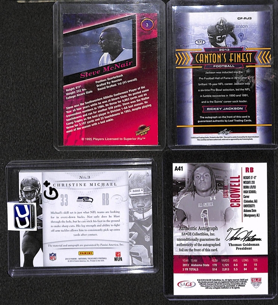 Lot of Over 45 Certified Football Autograph Cards w/ Steve McNair & Ricky Jackson