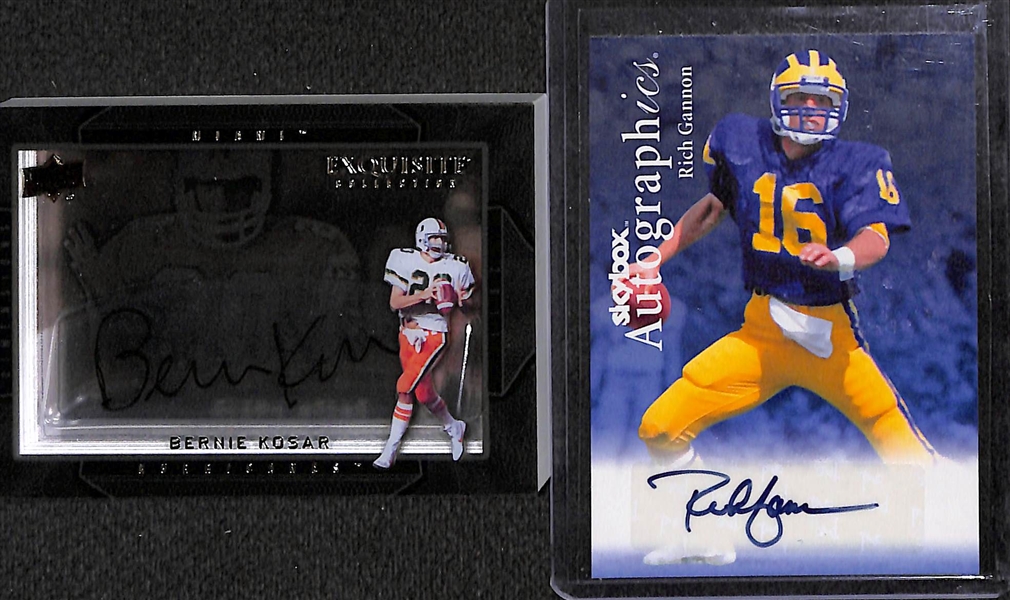 Lot of Over 45 Certified Football Autograph Cards w/ Bernie Kosar, Rich Gannon, Jevon Kearse