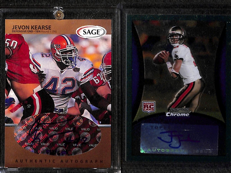 Lot of Over 45 Certified Football Autograph Cards w/ Bernie Kosar, Rich Gannon, Jevon Kearse