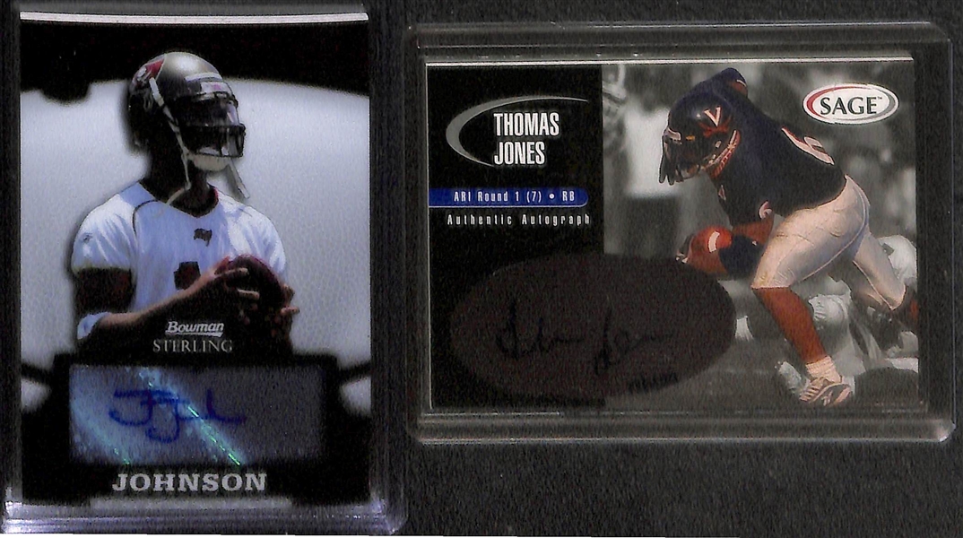 Lot of Over 45 Certified Football Autograph Cards w/ Keyshawn Johnson & Bob Golic