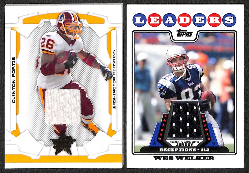 Lot of 70 Certified Football Relic Cards (Mostly Game-Worn Jersey Cards) w/ Brees, Flacco, Moss, Holt, ...
