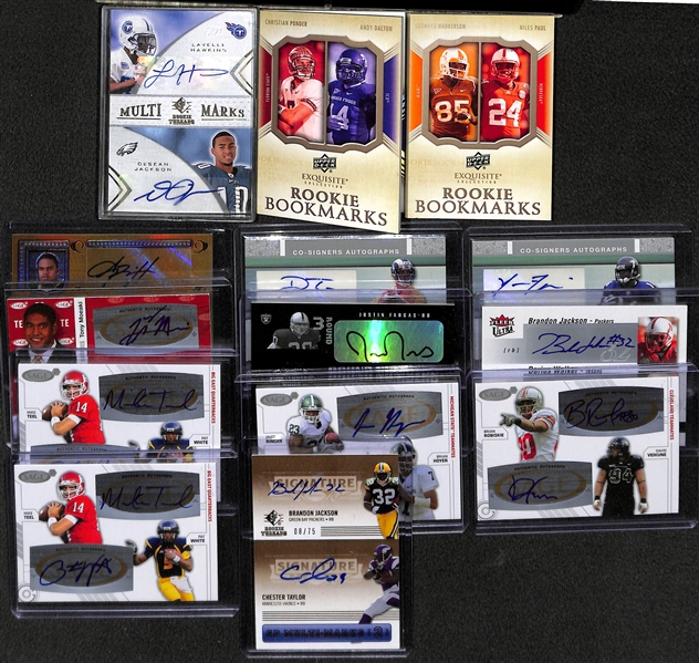 Lot of (14) Certified Football Dual Autograph Cards Inc. DeSean Jackson & Andy Dalton