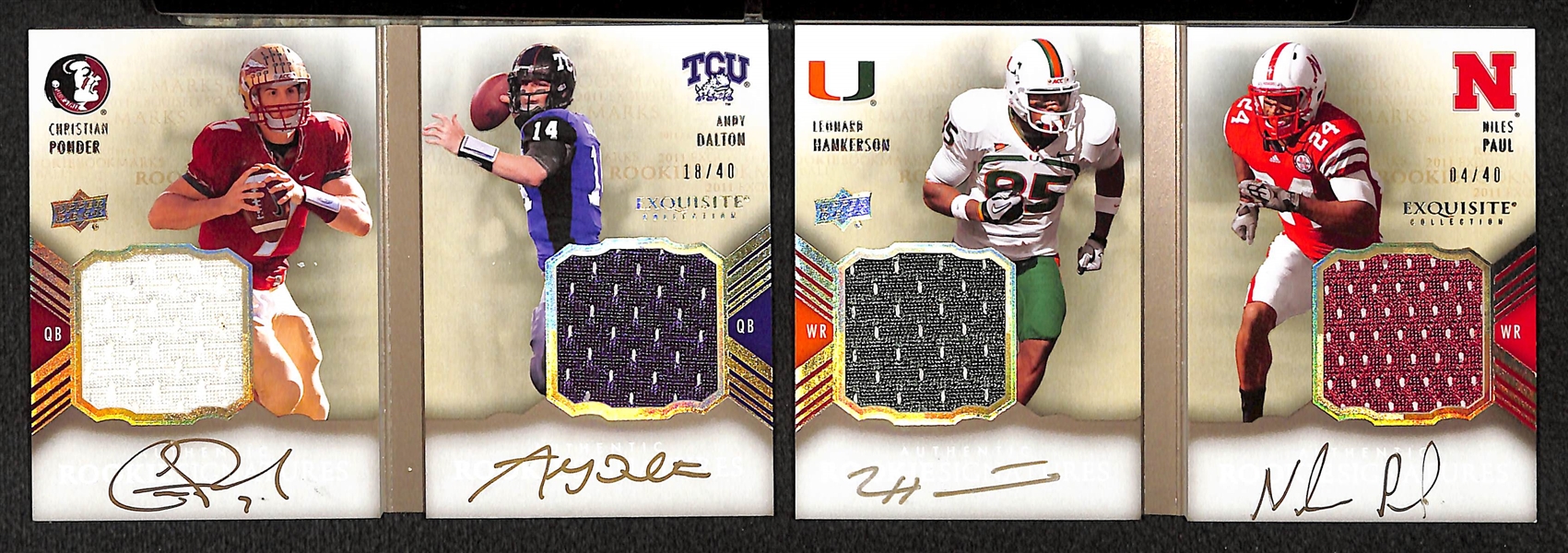 Lot of (14) Certified Football Dual Autograph Cards Inc. DeSean Jackson & Andy Dalton