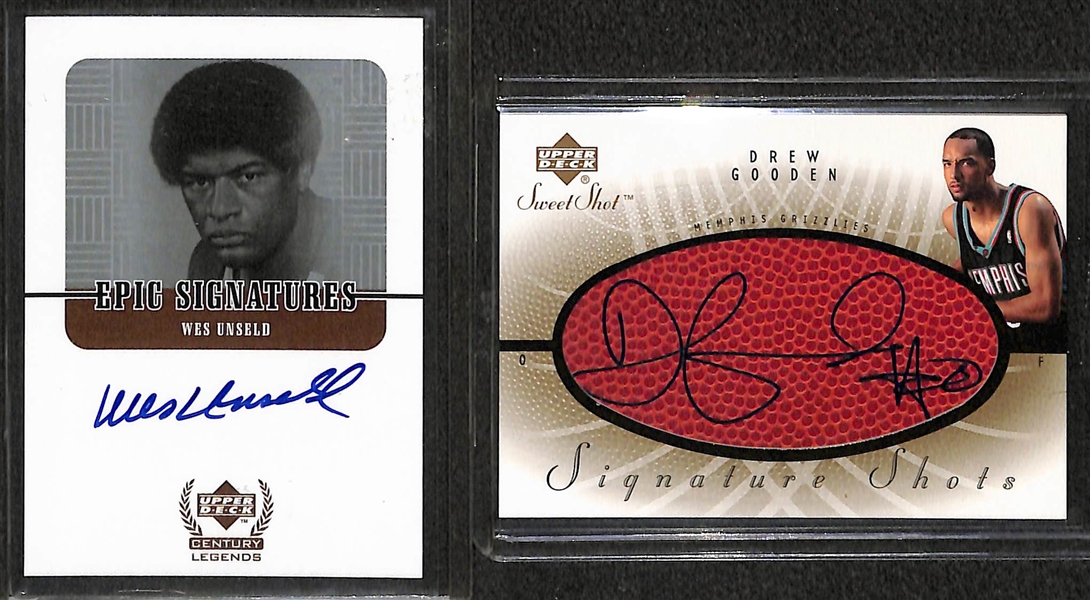 Lot of Over 40 Certified Basketball Autograph Cards w/ Wes Unseld