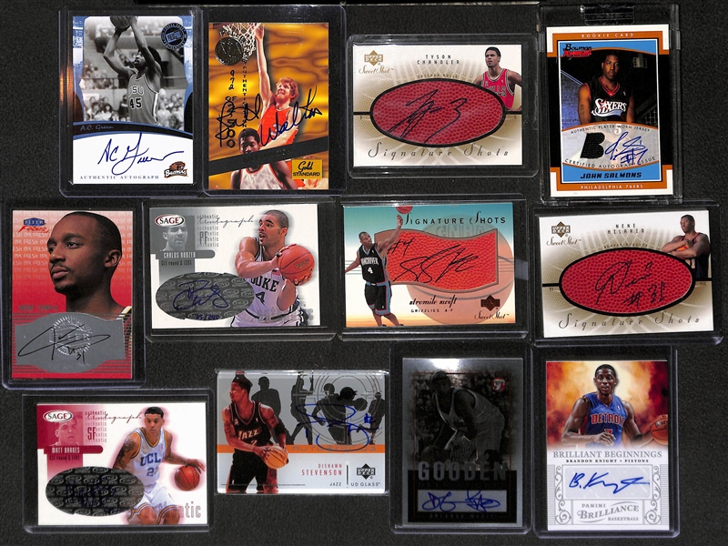 Lot of Over 40 Certified Basketball Autograph Cards w/ Bill Walton & AC Green
