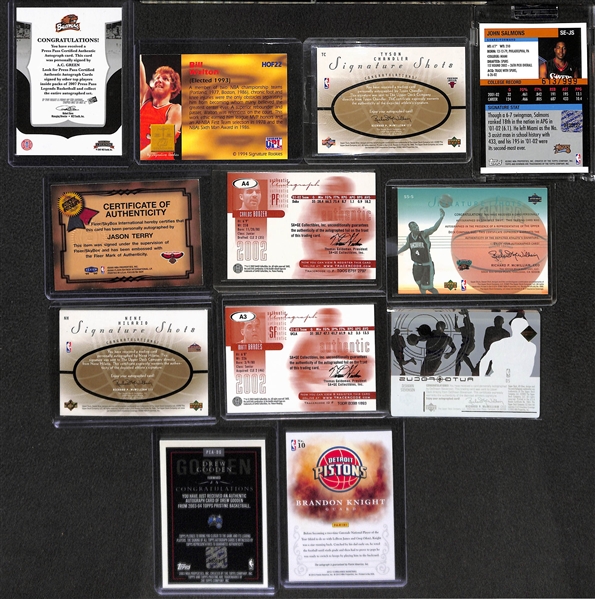 Lot of Over 40 Certified Basketball Autograph Cards w/ Bill Walton & AC Green