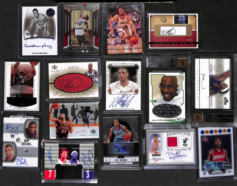Lot of Over 40 Certified Basketball Autograph Cards w/ Calvin Murphy & David Thompson
