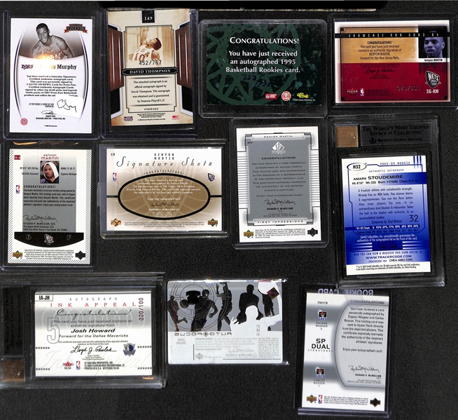 Lot of Over 40 Certified Basketball Autograph Cards w/ Calvin Murphy & David Thompson