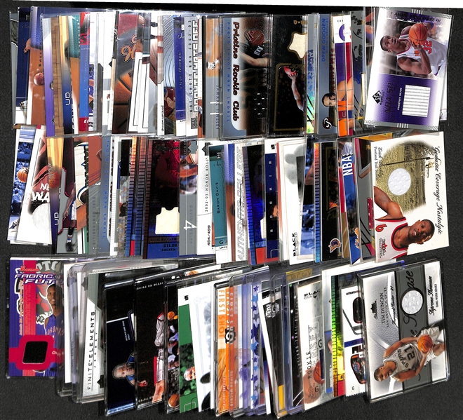 Lot of 90 Certified Basketball Relic Cards (Mostly Game-Worn Jersey Cards) w/ Stockton, C. Anthony, C. Paul, Ming, Duncan, Pierce
