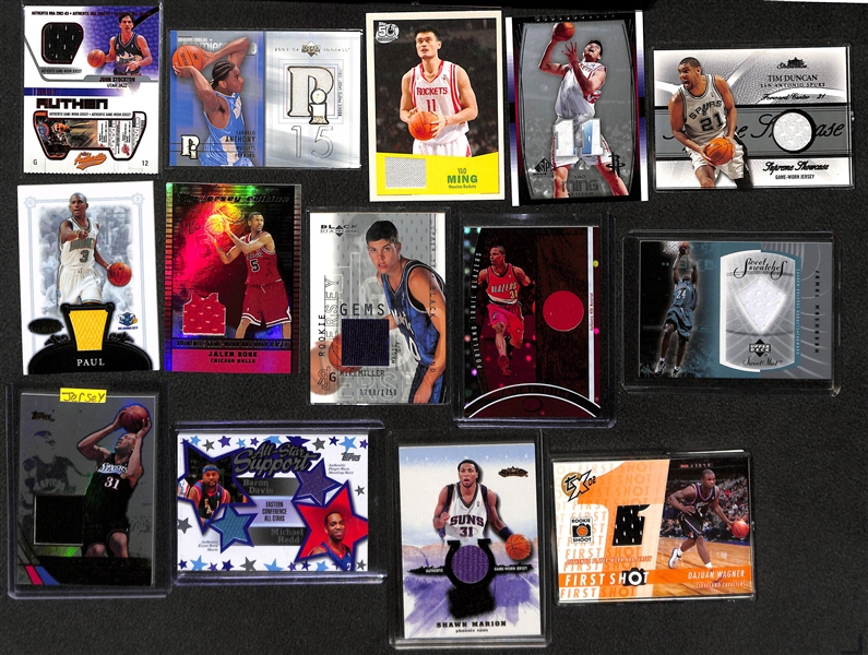 Lot of 90 Certified Basketball Relic Cards (Mostly Game-Worn Jersey Cards) w/ Stockton, C. Anthony, C. Paul, Ming, Duncan, Pierce