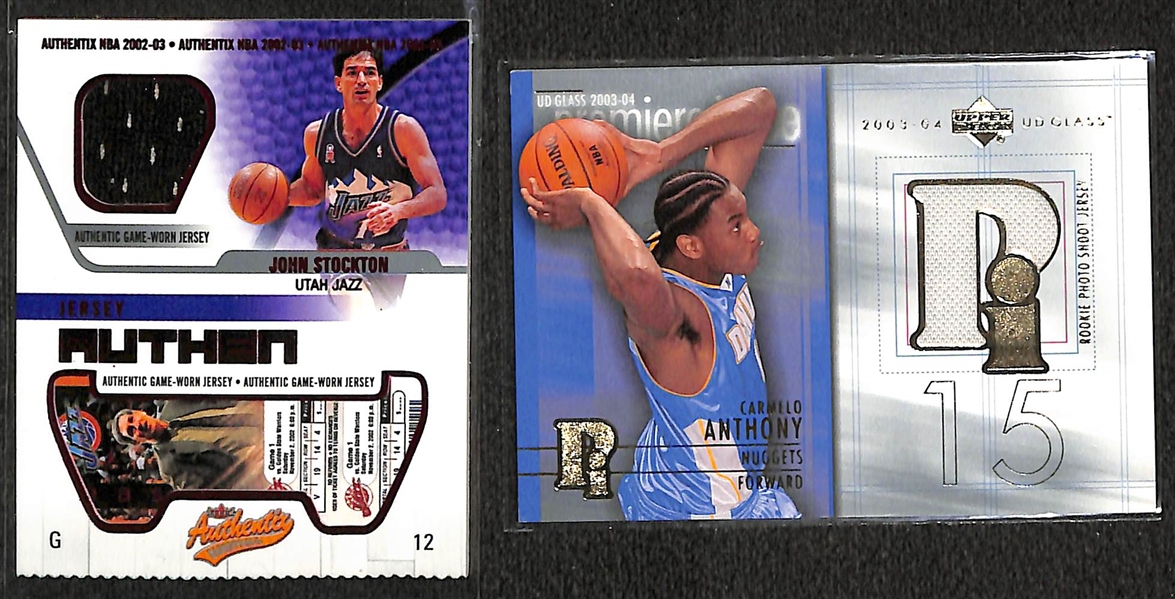 Lot of 90 Certified Basketball Relic Cards (Mostly Game-Worn Jersey Cards) w/ Stockton, C. Anthony, C. Paul, Ming, Duncan, Pierce