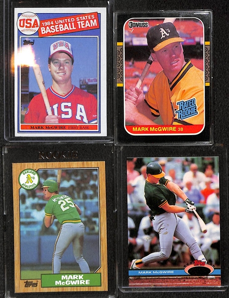 Huge Lot of Over 210 Mark McGwire Cards inc RCs and Inserts w/ (9) 1985 Topps, (13) 1987 Donruss, (6) 1987 Topps
