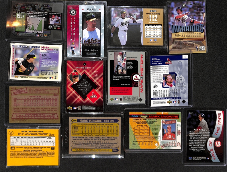 Huge Lot of Over 210 Mark McGwire Cards inc RCs and Inserts w/ (9) 1985 Topps, (13) 1987 Donruss, (6) 1987 Topps