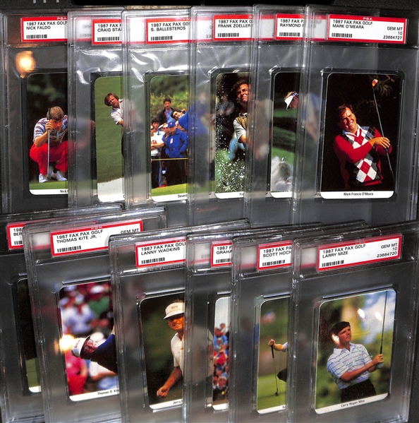 Lot of (12) 1987 Fax Pax Golf PSA 10 Cards w. Nick Faldo